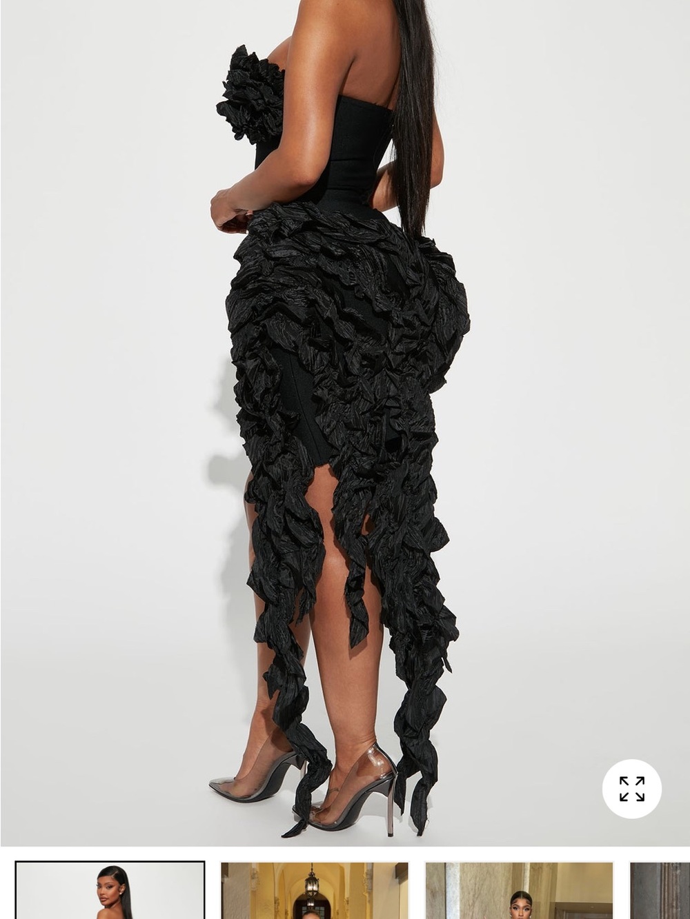 Fashion Nova Black Strapless Ruffled High-Low Dress - Picture 2 of 5